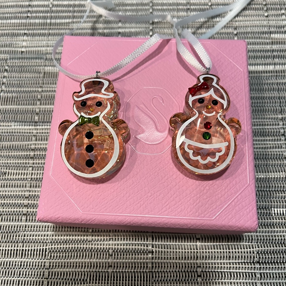 New in Box - Swarovski Ornaments - Gingerbread Couple